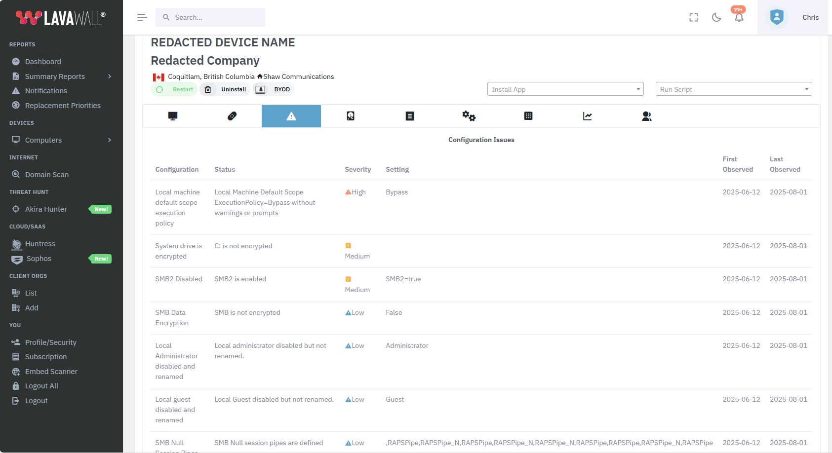 Windows configurations