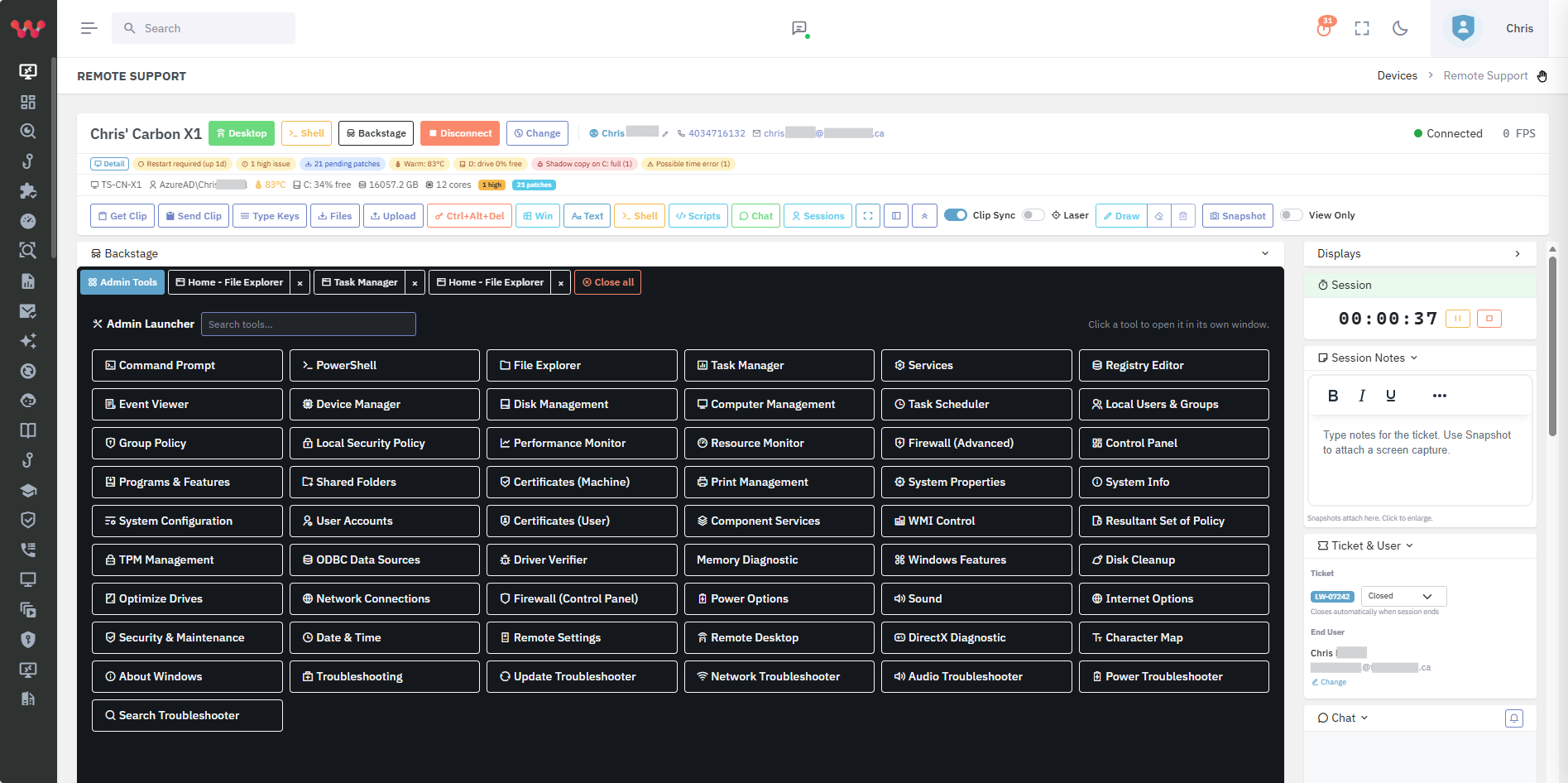 Lavawall Backstage runs Windows admin tools on a hidden desktop without disturbing the user