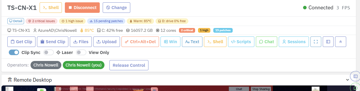Quickly see temperature, disk space, updates, restart, and other reliability metrics right from remote support