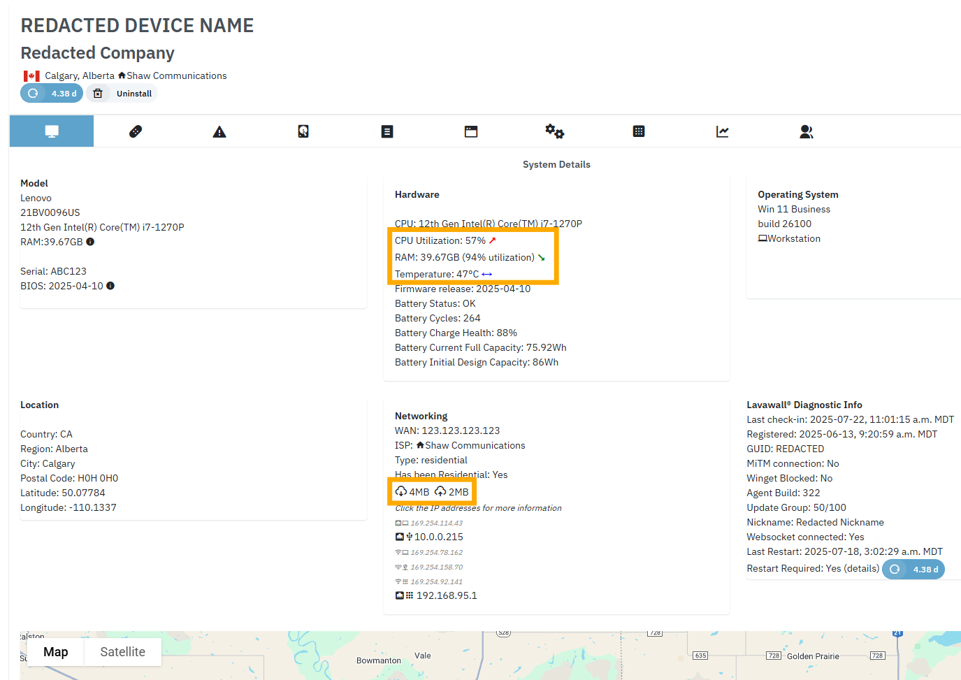 Device Detail System Statistics